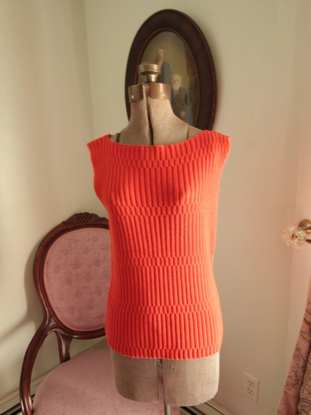 Vintage 1990's Pierre Cardin Cabled Orange Sweater Vest